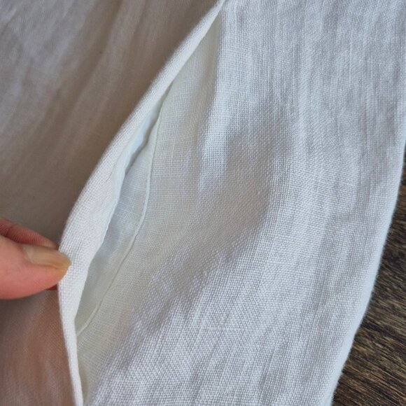 EILEEN FISHER White Linen Tank Sun Dress Pocket V-Neck Adjustable Straps - Picture 7 of 12